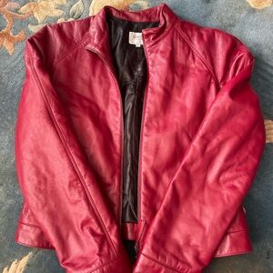 Armani Collezioni  Red Leather Jacket 
size 10 on the tag but it fits Small